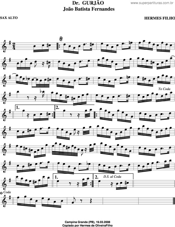 Partitura da música Dr.Gurjão