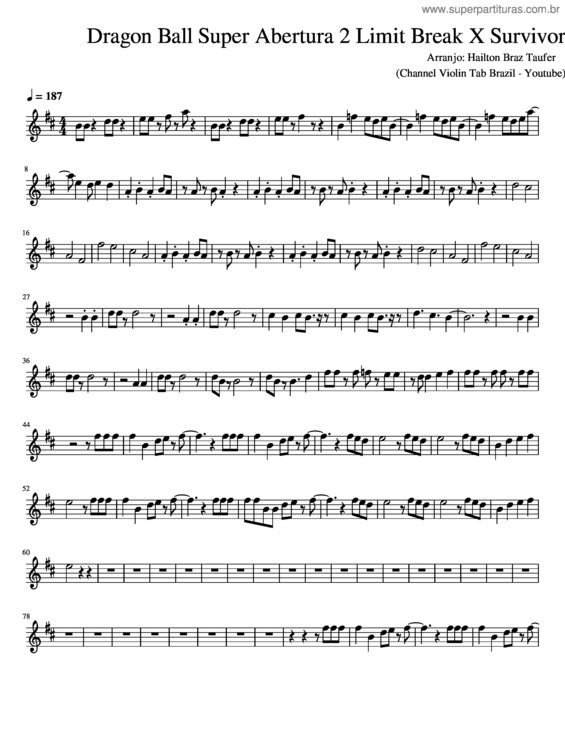 Partitura da música Dragon Ball Super Abertura 2 Limit Break X Survivor