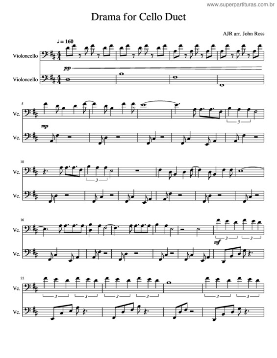 Partitura da música Drama For Cello Duet