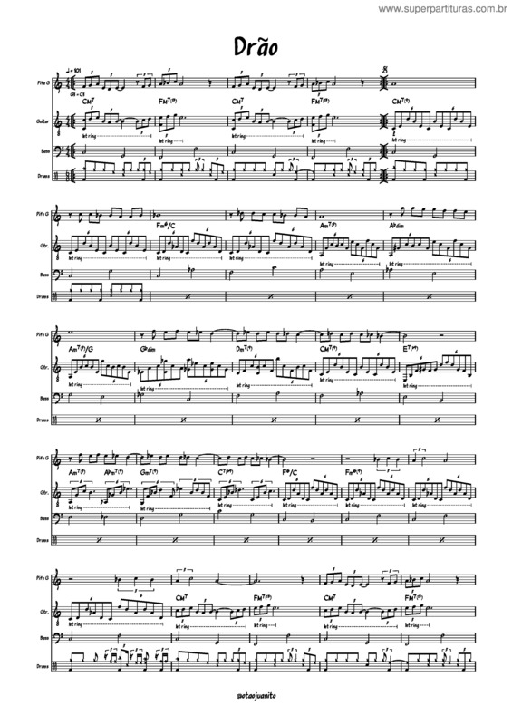 Partitura da música Drão – Gilberto Gil
