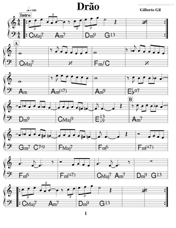 Partitura da música Drão v.3