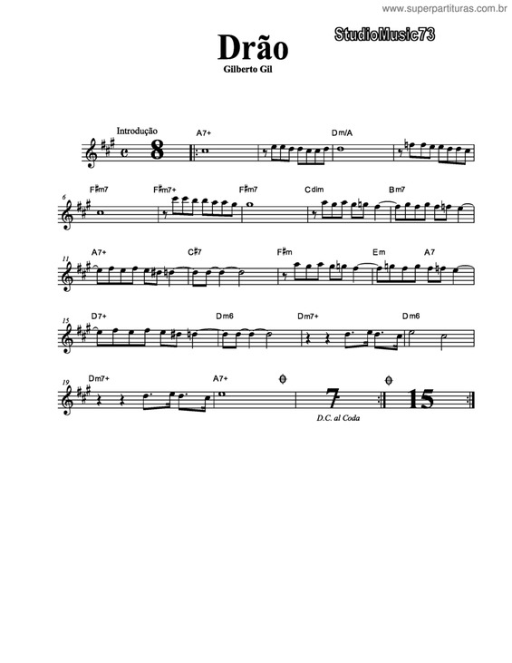 Partitura da música Drão v.4