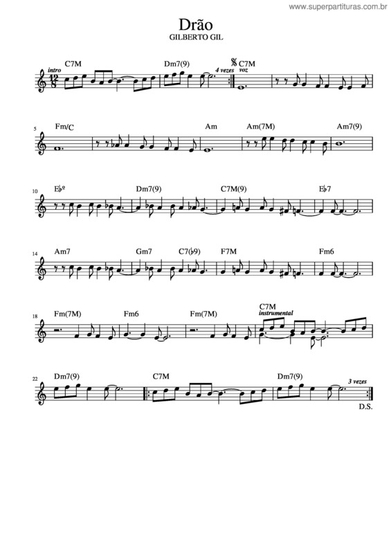 Partitura da música Drão v.8