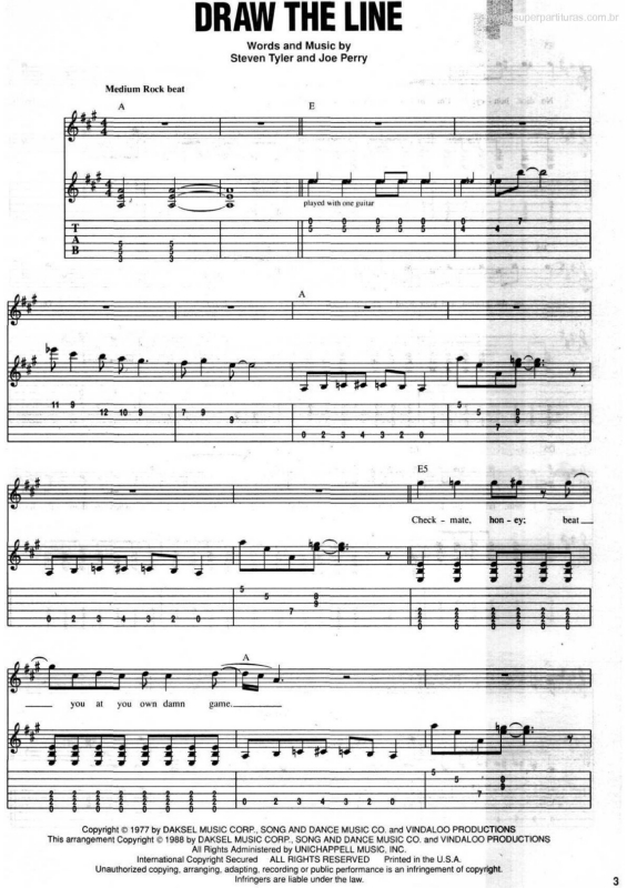 Partitura da música Draw the Line