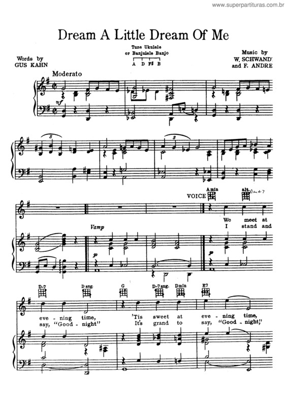 Partitura da música Dream A Little Dream Of Me v.3