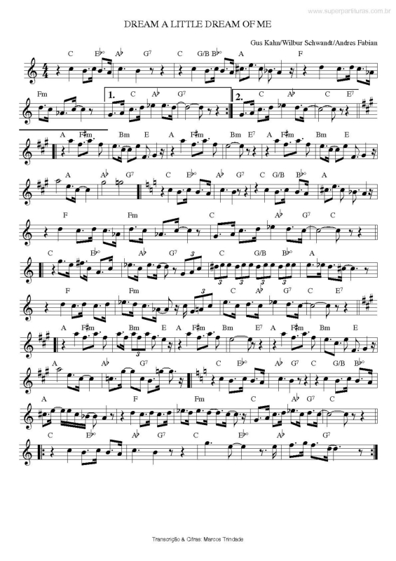 Partitura da música Dream a Little Dream of Me