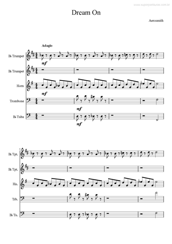 Partitura da música Dream On v.2