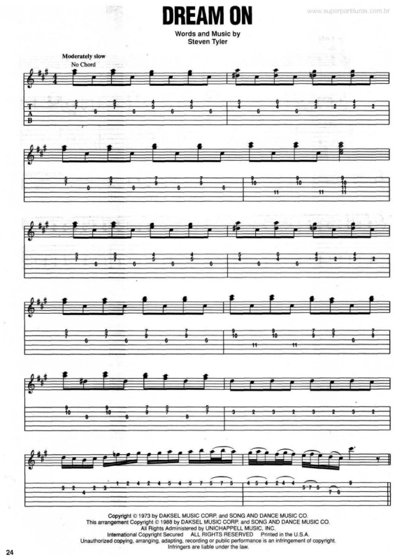 Partitura da música Dream On v.3