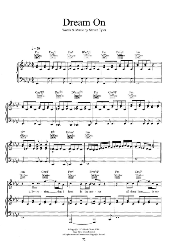 Partitura da música Dream On v.4