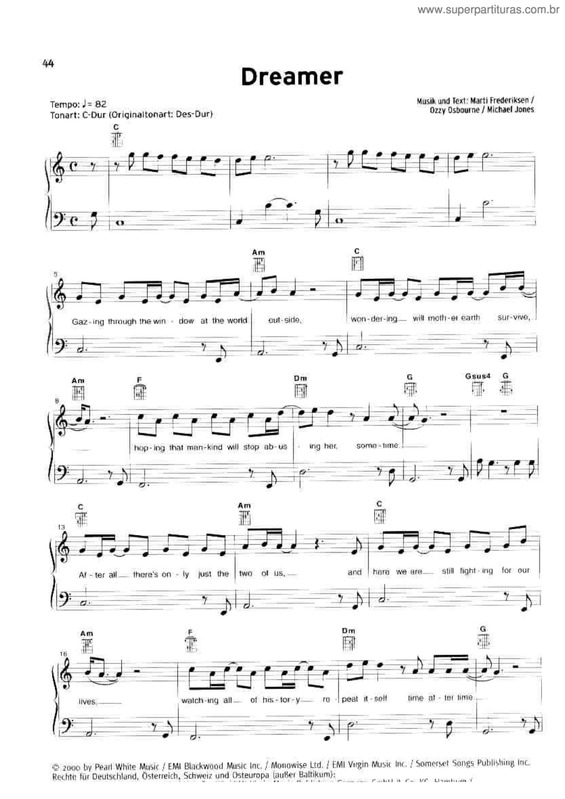 Partitura da música Dreamer v.2