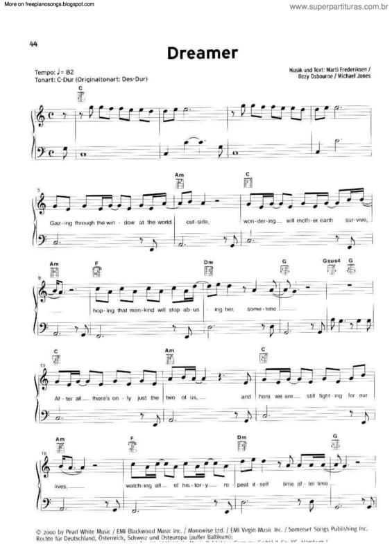 Partitura da música Dreamer v.3