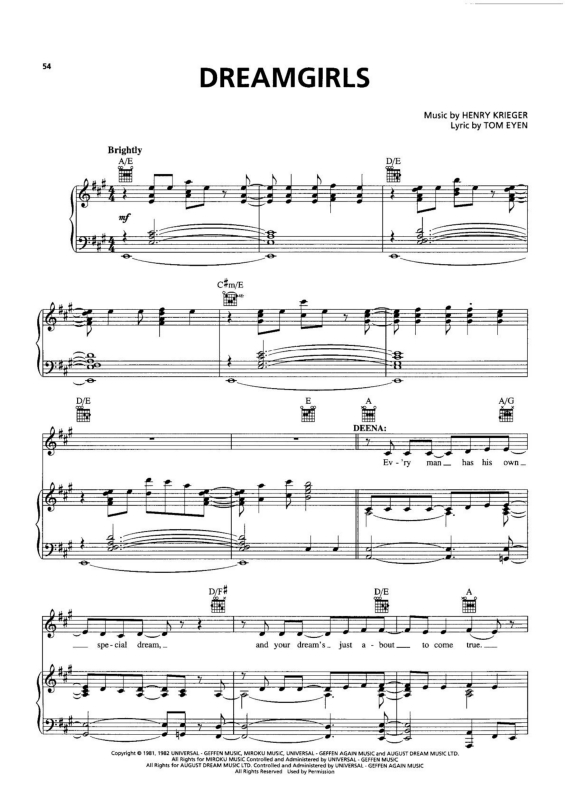 Partitura da música Dreamgirls