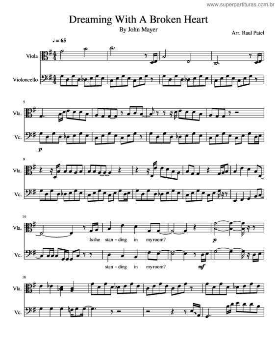 Partitura da música Dreaming With A Broken Heart – John Mayer