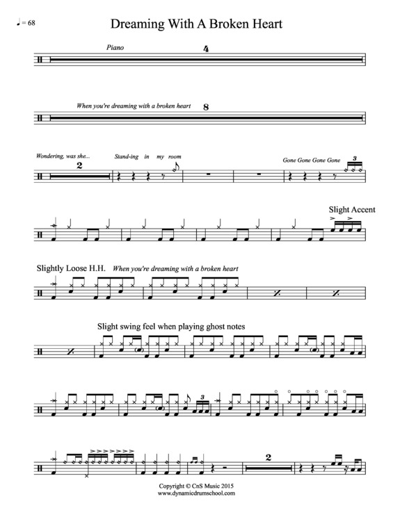 Partitura da música Dreaming With a Broken Heart v.3