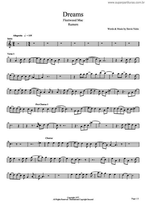 Partitura da música Dreams v.2