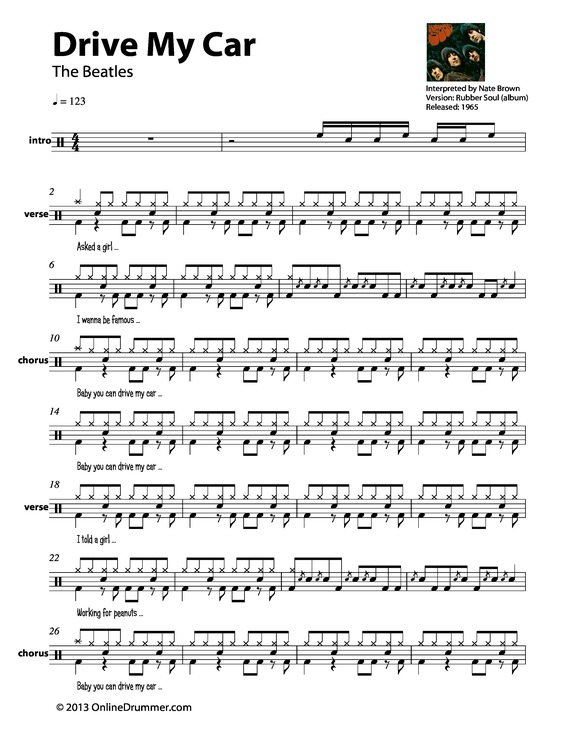 Partitura da música Drive My Car v.5