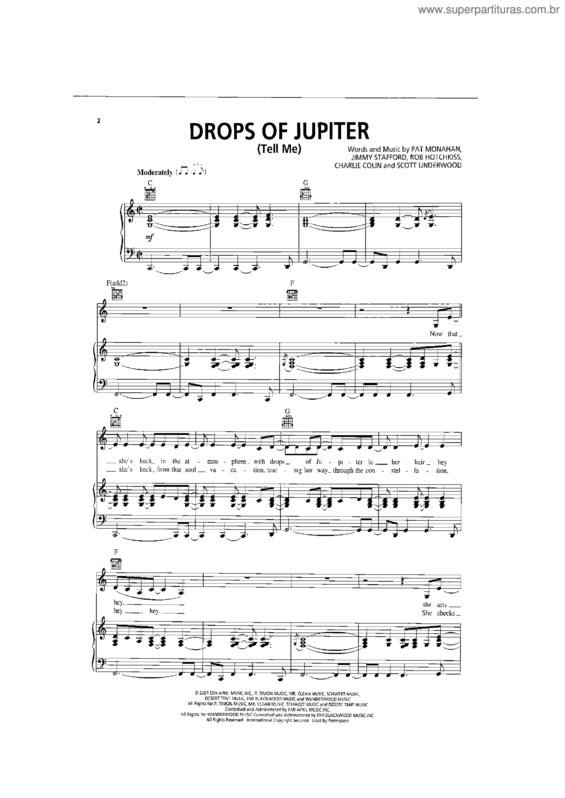 Partitura da música Drops Of Jupiter v.2