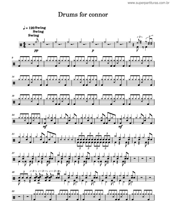 Partitura da música Drums