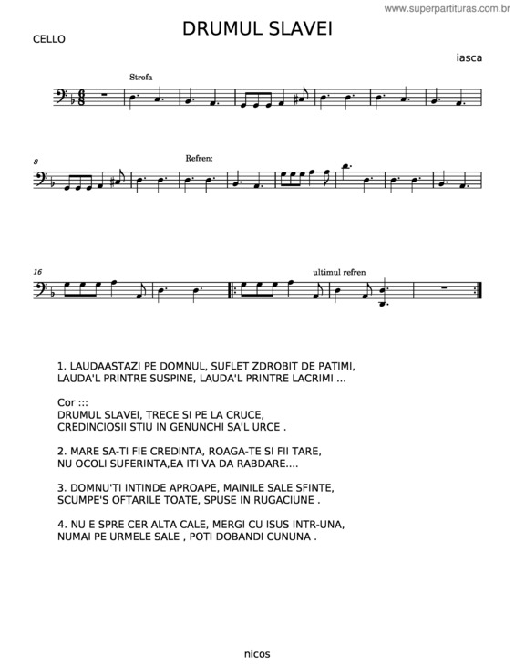 Partitura da música Drumul Slavei – Emanuel Boca v.2
