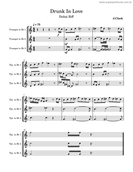 Partitura da música Drunk In Love–Dubai Riff Trumpet Fanfare