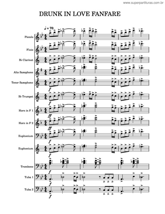 Partitura da música Drunk In Love Fanfare