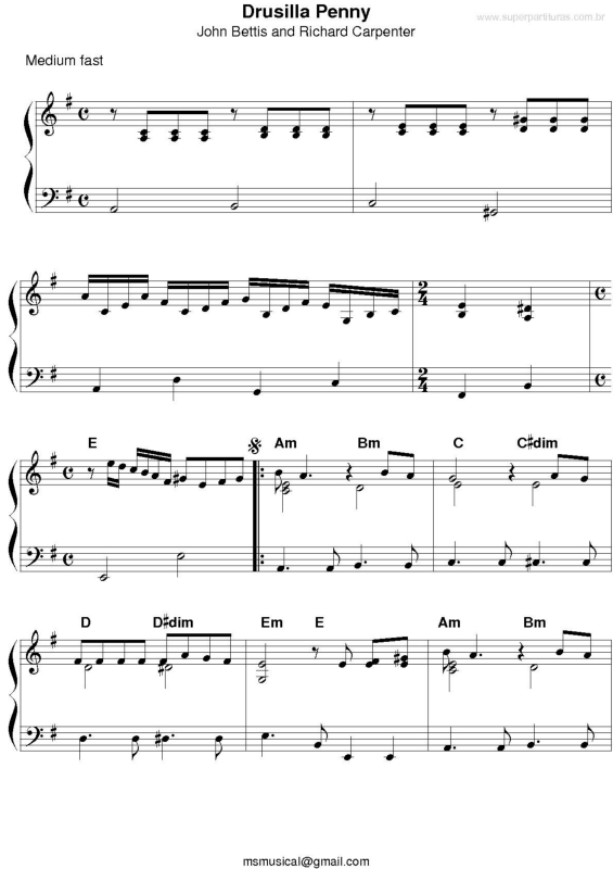 Partitura da música Drusilla Penny