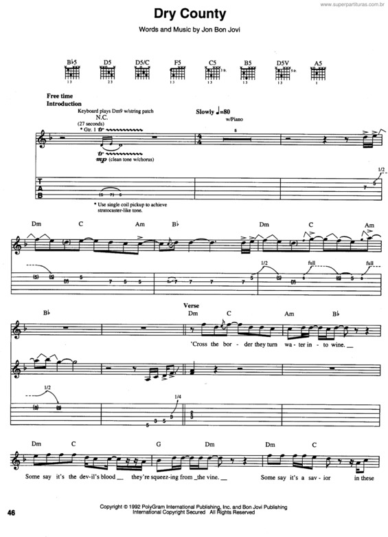 Partitura da música Dry Country