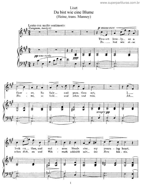 Partitura da música Du bist wie eine Blume