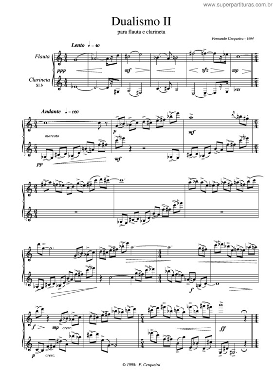 Partitura da música Dualismo II