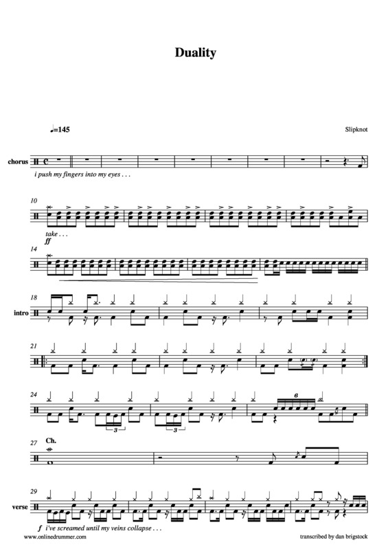 Partitura da música Duality