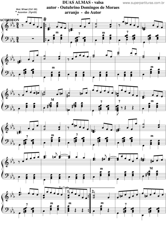 Partitura da música Duas Almas v.2