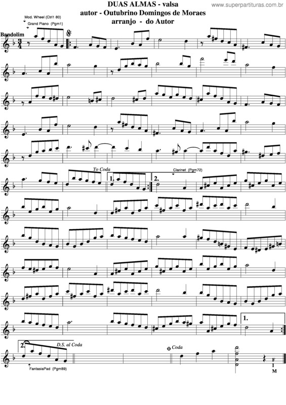 Partitura da música Duas Almas v.3