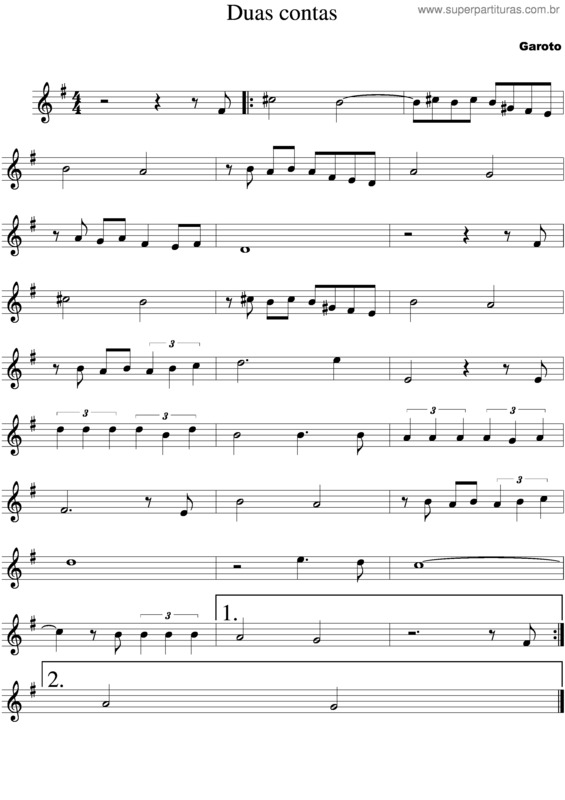 Partitura da música Duas Contas v.2