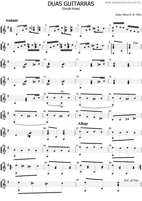 Partitura da música Duas Guitarras