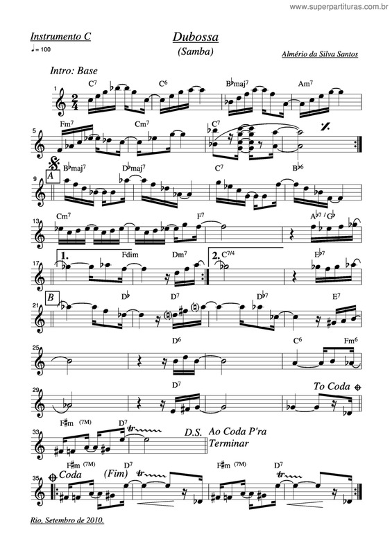 Partitura da música Dubossa v.2