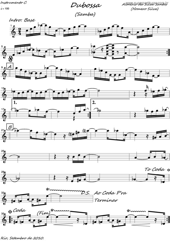 Partitura da música Dubossa