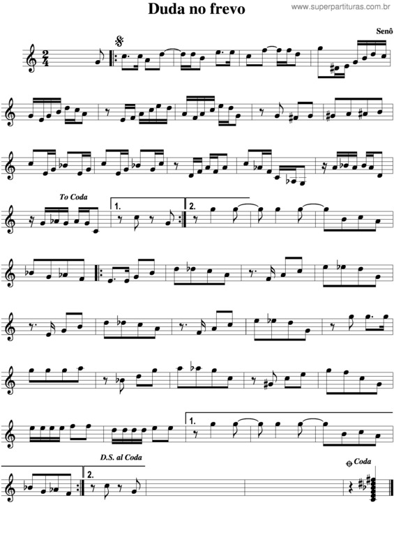 Partitura da música Duda No Frevo