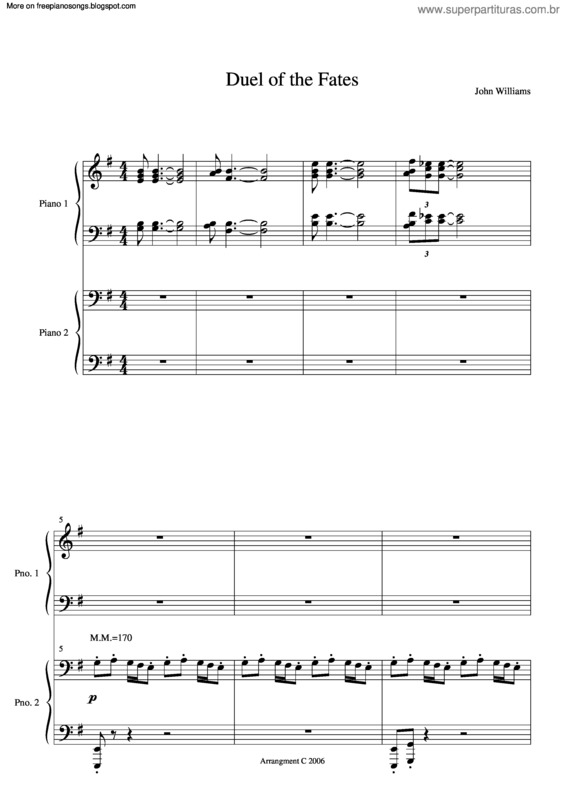 Partitura da música Duel Of The Fates (Star Wars)