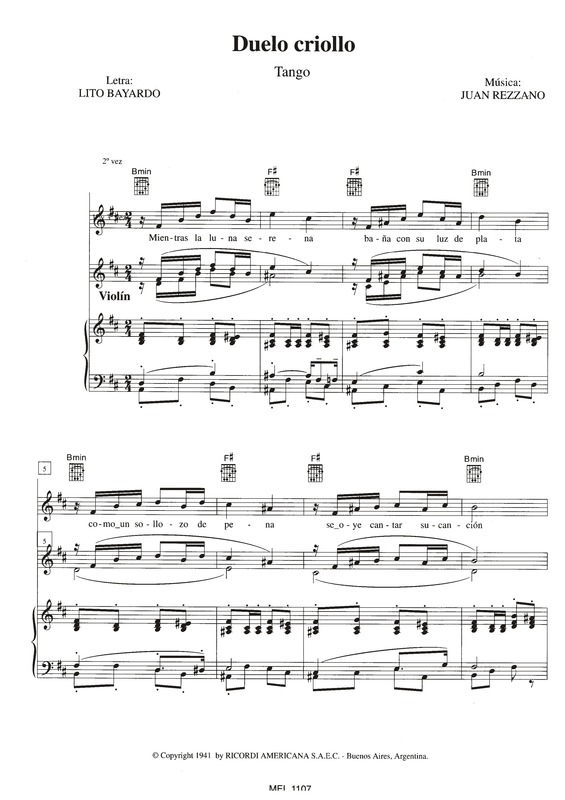Partitura da música Duelo Criollo v.2