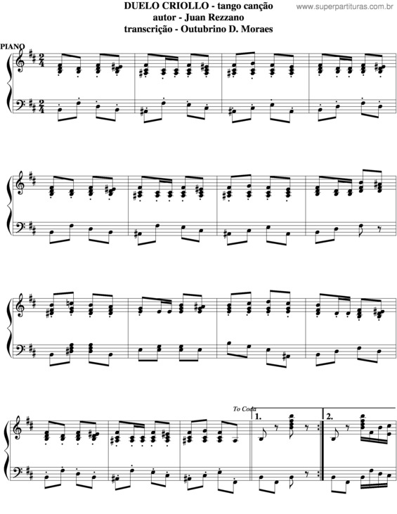 Partitura da música Duelo Criollo