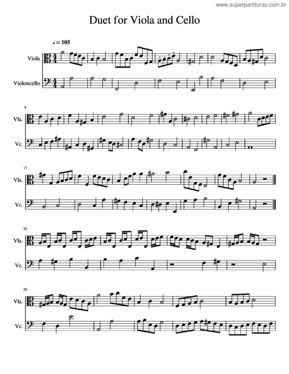 Partitura da música Duet For Viola And Cello