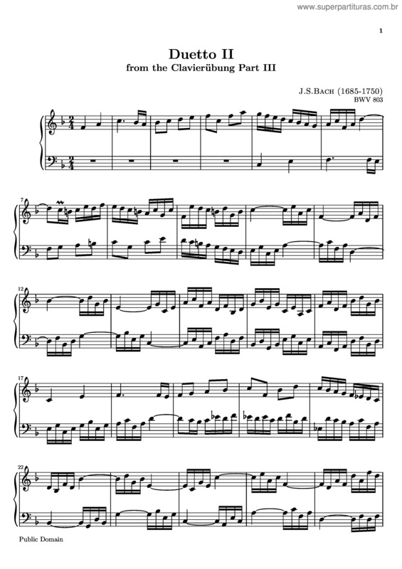 Partitura da música Duet No. 2