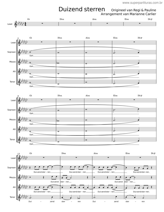 Partitura da música Duizend Sterren