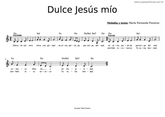 Partitura da música Dulce Jesús Mío