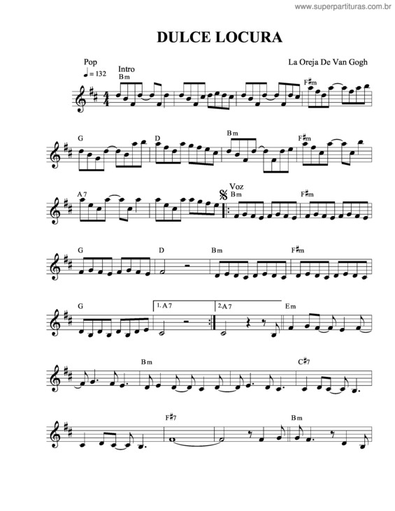 Partitura da música Dulce Locura