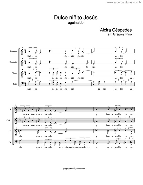 Partitura da música Dulce Niñito Jesús