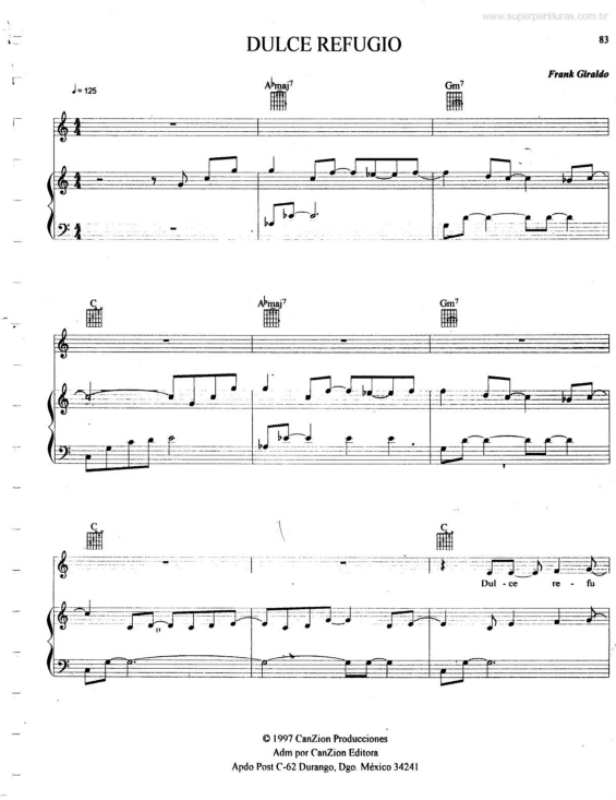 Partitura da música Dulce Refugio