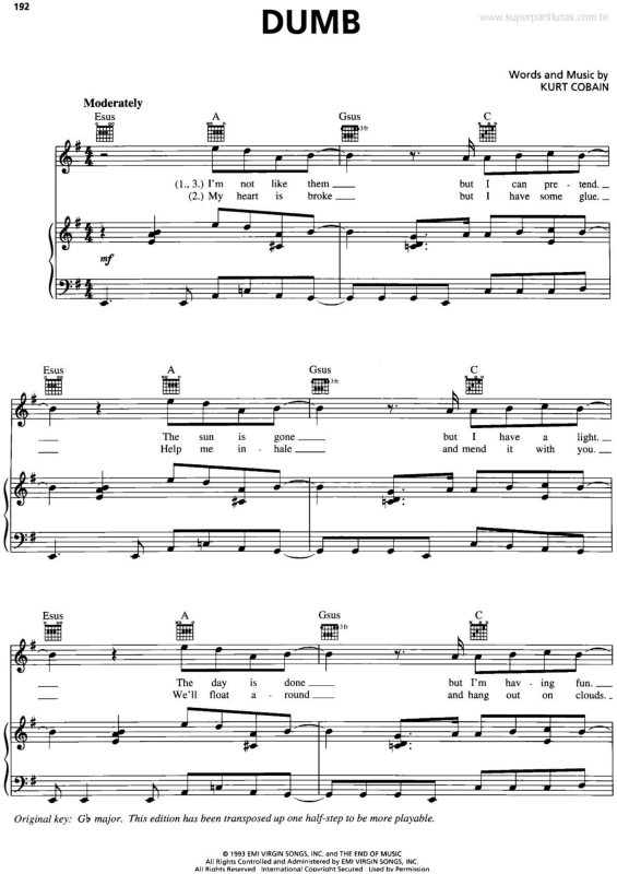 Partitura da música Dumb