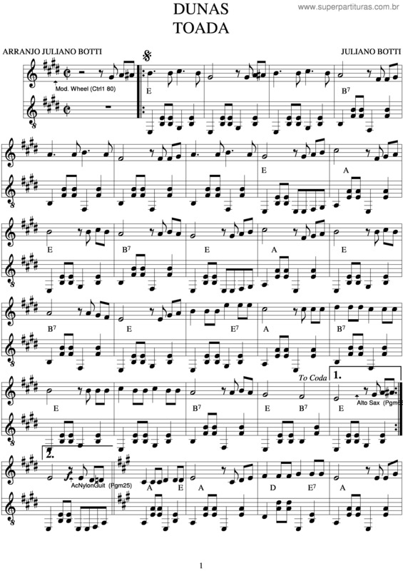 Partitura da música Dunas