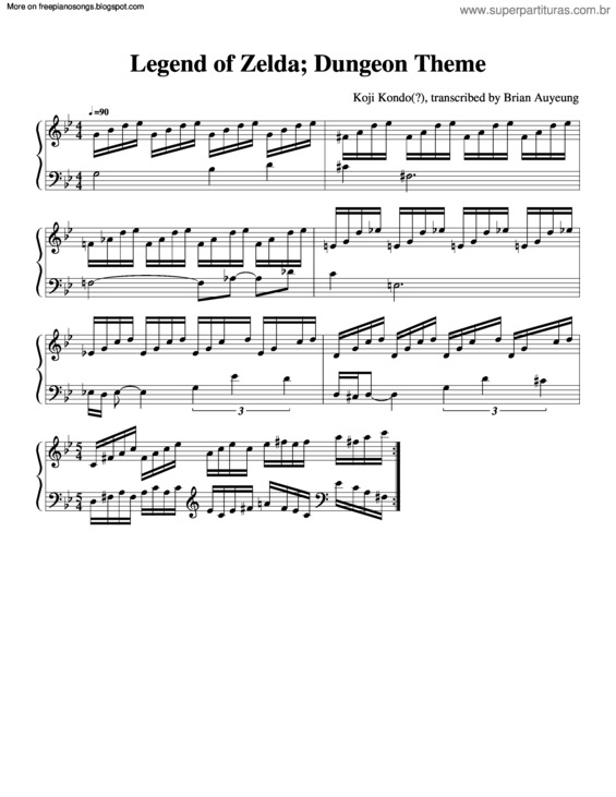 Partitura da música Dungeon Theme